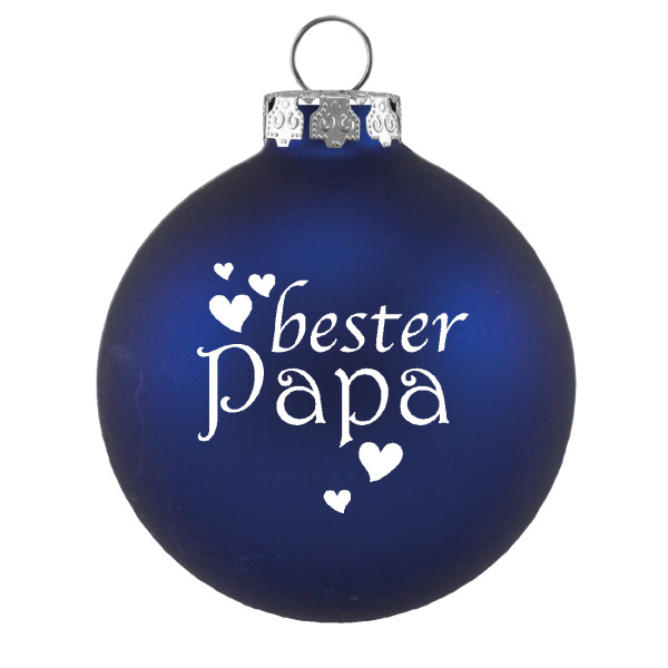 1 Geschenkkugel 7 cm, 'Bester Papa!' Blau Matt