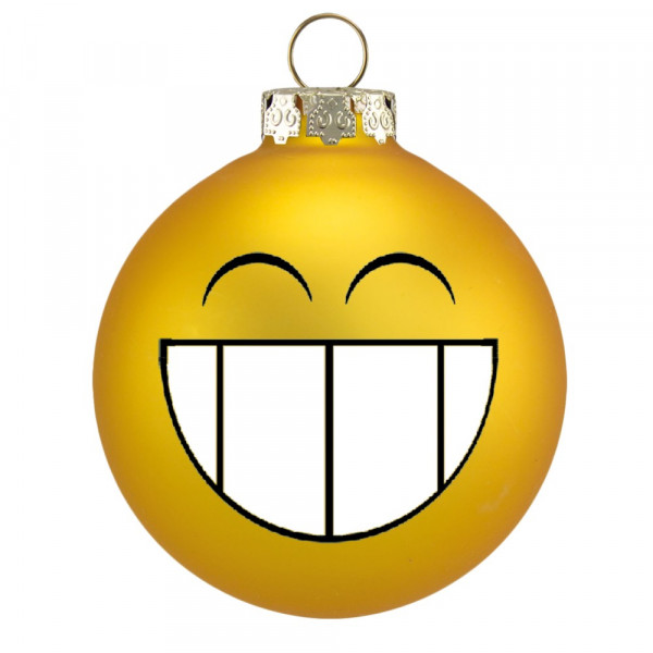 1 Geschenkkugel, 'Smiley Grinsend' Gelb Matt