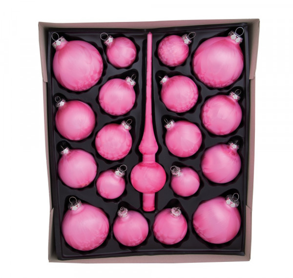 19 teiliges Glassortiment mit Spitze, Pink Eis