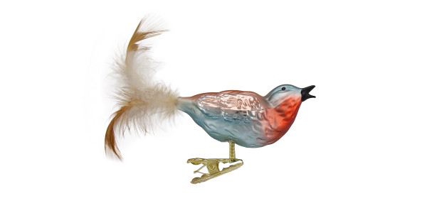 1 lustiger Gartenvogel 12 cm, mundgeblasen, Exklusiv handdekoriert,