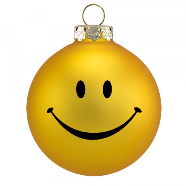 1 Geschenkkugel, 'Smiley Lachend' Gelb Matt