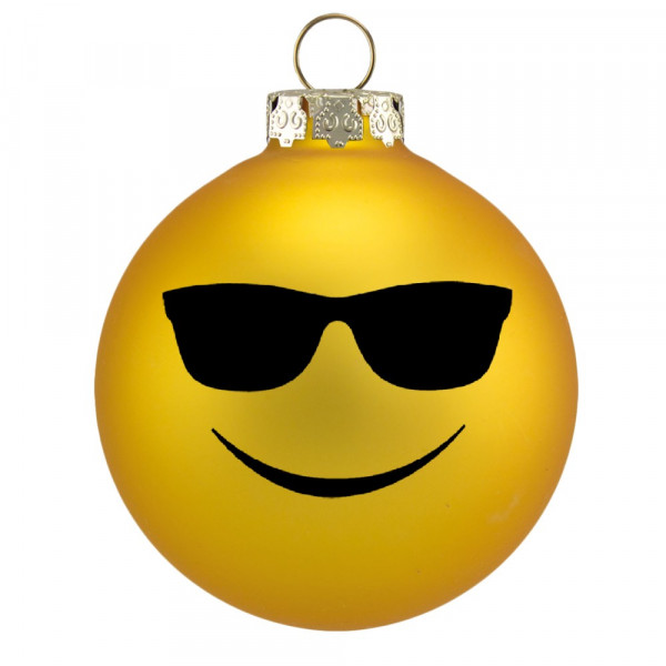 1 Geschenkkugel, 'Smiley Cool' Gelb Matt